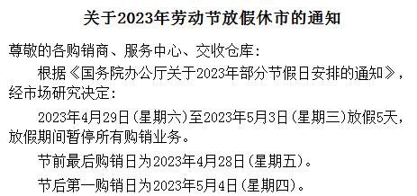 青岛汇海现货官网2023年劳动节放假通知